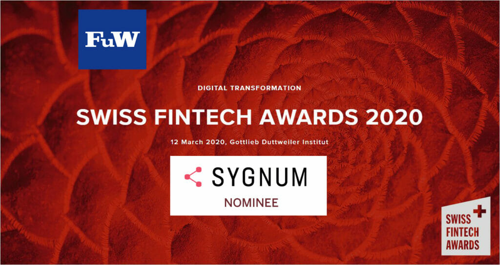 Sygnum Bank recognised as top five growth stage start-ups in Swiss Fintech Awards 2020