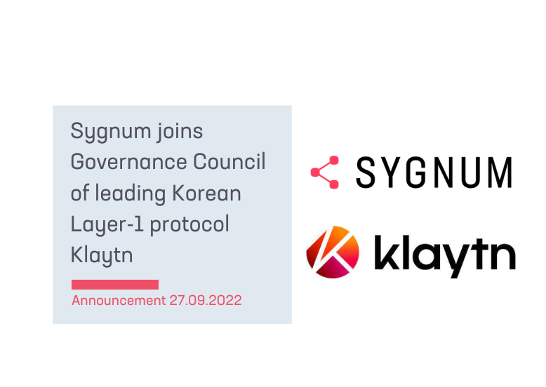 Sygnum joins Governance Council of leading Korean Layer-1 protocol Klaytn