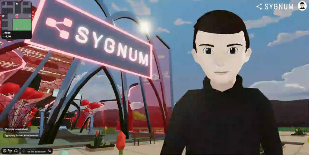 Mathias Imbach gibes a tour in the Sygnum metaverse hub