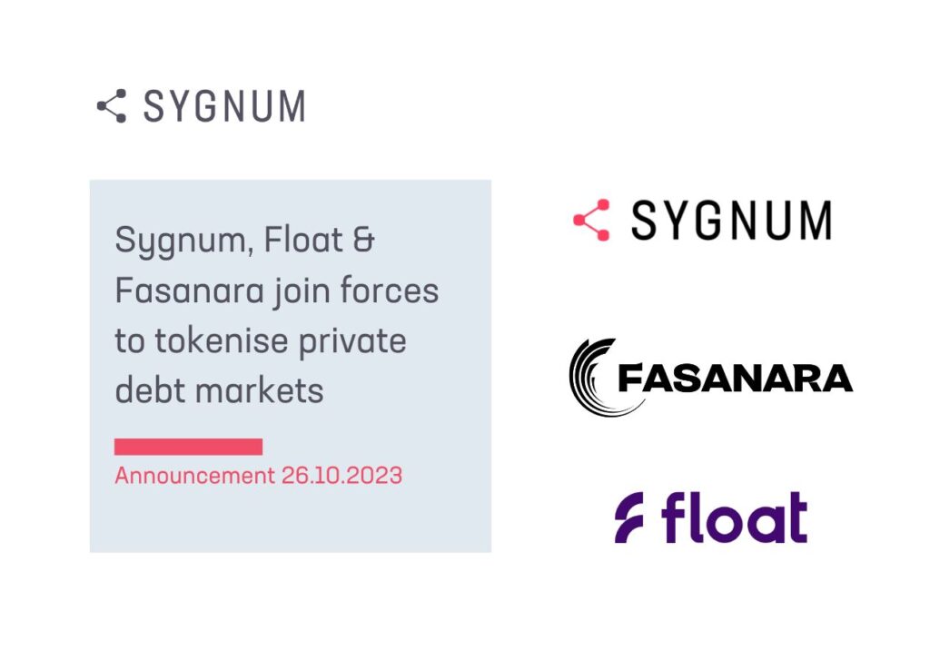 Sygnum, Float and Fasanara join forces to tokenise private debt markets